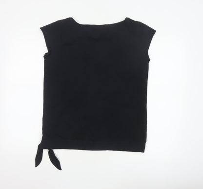 Rocha.John Rocha Women Black Beaded V-Neck Wrap Blouse Size 18