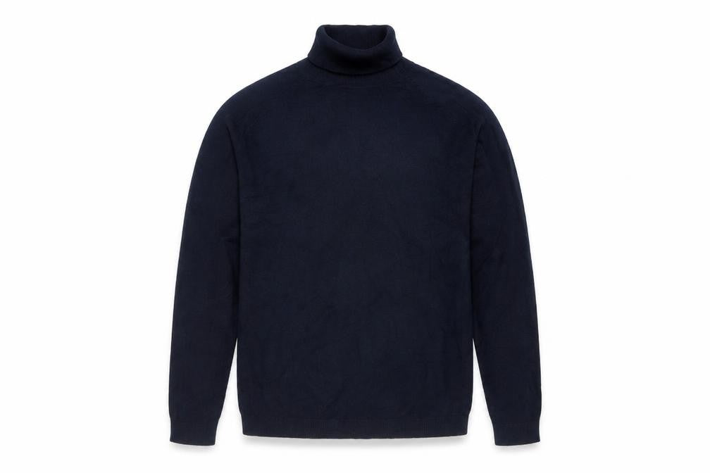 Zara Man Blue Roll Neck Knit Cotton Jumper Men's M