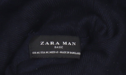 Zara Man Blue Roll Neck Knit Cotton Jumper Men's M