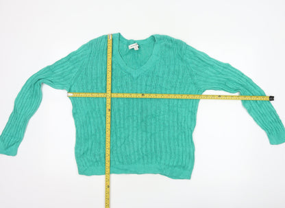 Marks and Spencer Autograph Women’s Green V-Neck Linen Jumper Size 16