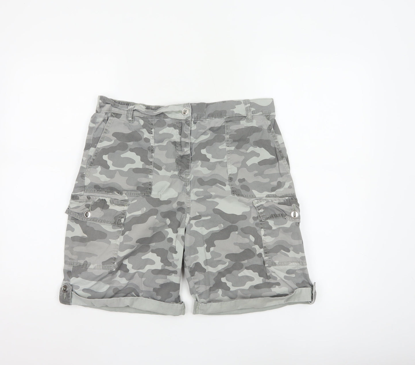 Marks and Spencer Women’s Grey Camouflage Cargo Shorts Size 14