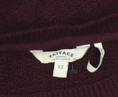 FatFace Women’s Purple Cotton Lace Hem Crew Neck Jumper Size 12