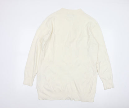 Marks and Spencer Women's Ivory V-Neck Knit Jumper Size L