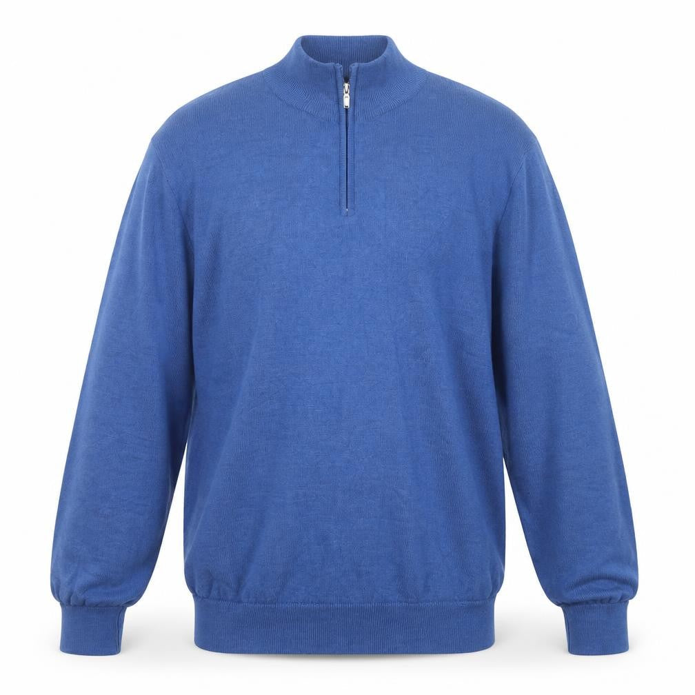 Glenmuir 1891 Men's Blue Wool Blend 1/2 Zip Jumper Size L