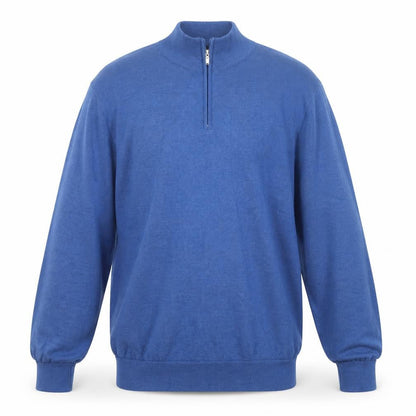 Glenmuir 1891 Men's Blue Wool Blend 1/2 Zip Jumper Size L