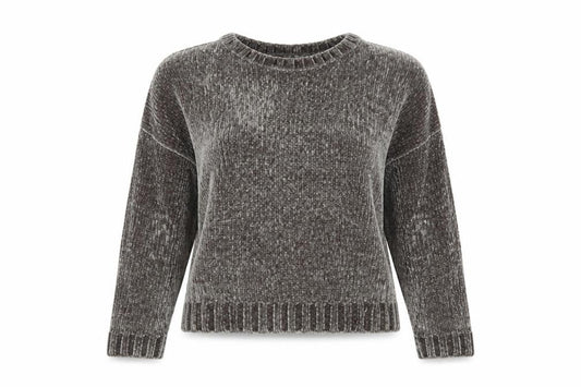 Pull & Bear Womens Grey Chunky Knit Velvet Jumper Size 8