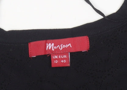 Monsoon Women's Black Shrug Cardigan Size 12 Cotton Blend