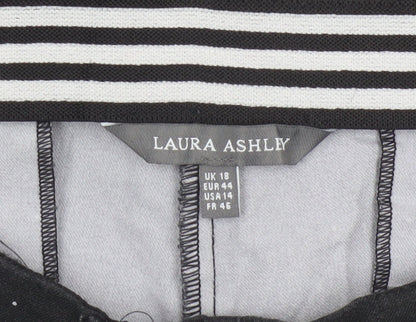 Laura Ashley Women's Black Polka Dot Tapered Stretch Trousers UK 18