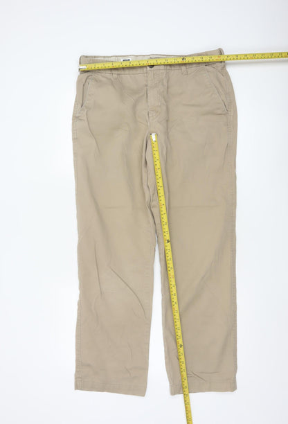 Lincoln Women Beige Chino Trousers Size 34R Cotton Straight Leg