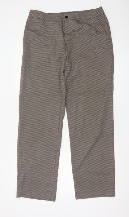 Ted Baker Men's Brown Check Chino Trousers 34R Straight Fit