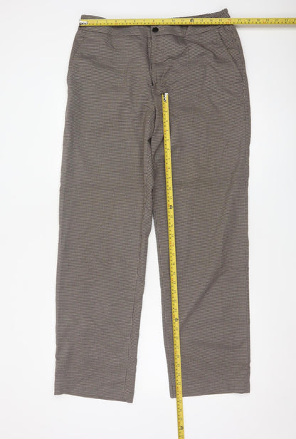 Ted Baker Men's Brown Check Chino Trousers 34R Straight Fit