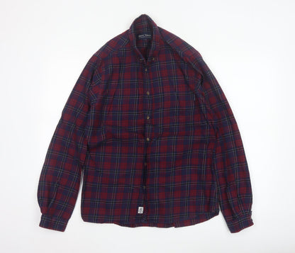 Shore Leave Men's Red Plaid Button-Up Cotton Flannel Shirt M
