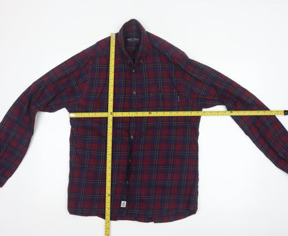 Shore Leave Men's Red Plaid Button-Up Cotton Flannel Shirt M