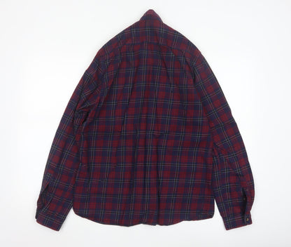 Shore Leave Men's Red Plaid Button-Up Cotton Flannel Shirt M