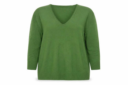 Marks & Spencer Per Una Women's Green V-Neck Jumper Size 18