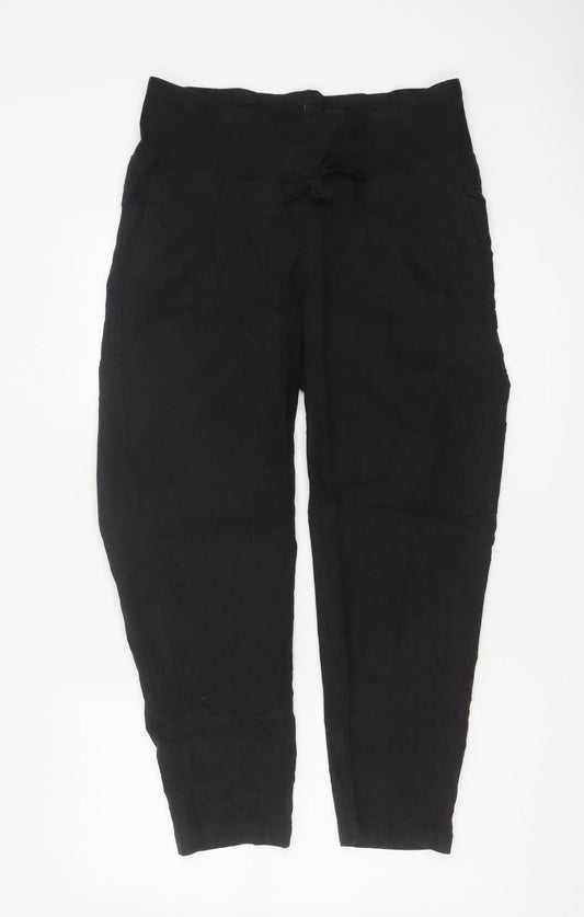 H&M Mama Black Linen Blend Maternity Trousers Size S