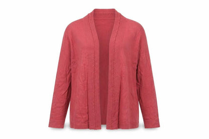 Laura Ashley Women’s Red Open Front Cardigan UK 12 Long Sleeve Knit