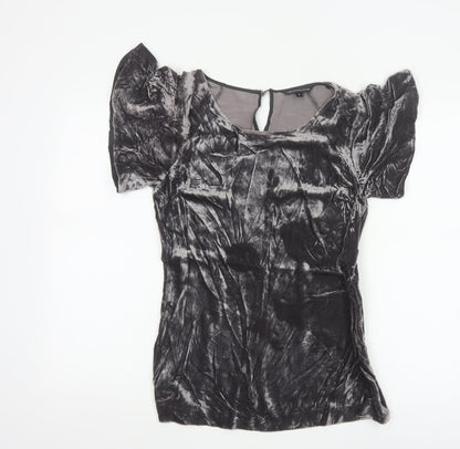 Marks and Spencer Women’s Grey Velvet Puff Sleeve Blouse Size 8
