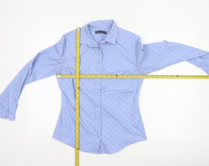 Marks and Spencer Women's Blue Polka Dot Button-Up Shirt UK 10