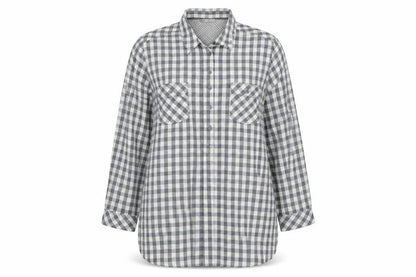 Marks and Spencer Women's Grey Check Cotton Long Sleeve Shirt UK 24