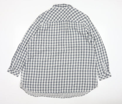 Marks and Spencer Women's Grey Check Cotton Long Sleeve Shirt UK 24