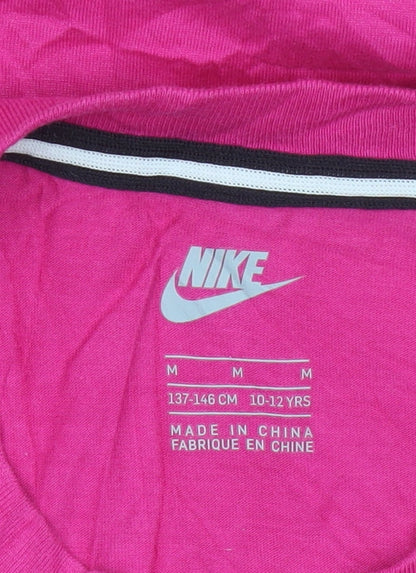 Nike Girls Pink Short Sleeve Logo T-Shirt Size 10-12 Years Cotton Blend