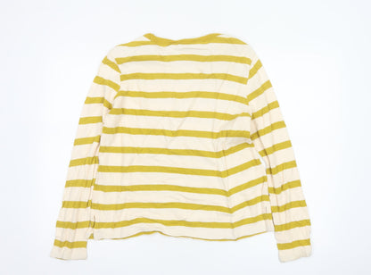 Marks and Spencer Women’s Yellow Striped Long Sleeve Cotton T-Shirt Size 10