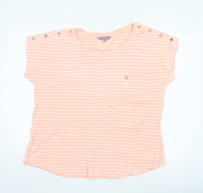 Principles Women's Orange Striped Cotton Blend Short Sleeve T-Shirt Size 16