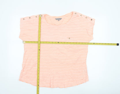 Principles Women's Orange Striped Cotton Blend Short Sleeve T-Shirt Size 16