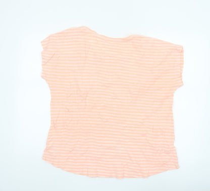 Principles Women's Orange Striped Cotton Blend Short Sleeve T-Shirt Size 16