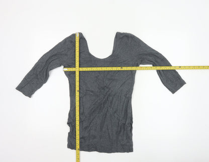 Jockey Womens Grey 3/4 Sleeve Cotton Blend Thermal Top M