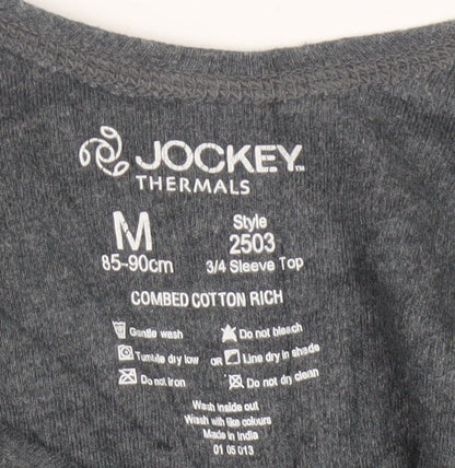 Jockey Womens Grey 3/4 Sleeve Cotton Blend Thermal Top M