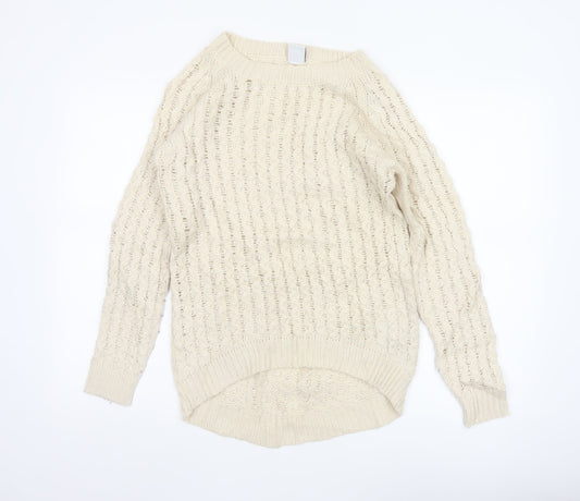 Vero Moda Women Beige Knit Long Sleeve Basic Pullover Sweater S