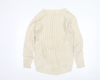 Vero Moda Women Beige Knit Long Sleeve Basic Pullover Sweater S