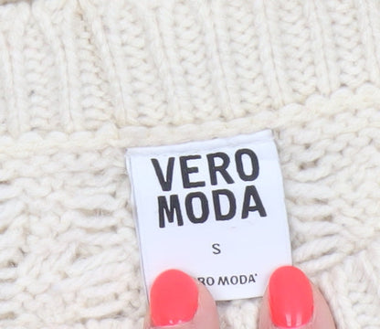 Vero Moda Women Beige Knit Long Sleeve Basic Pullover Sweater S