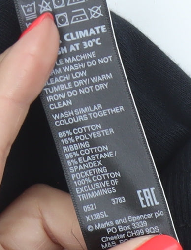 Marks and Spencer Womens Black Size 10 Cotton Joggers