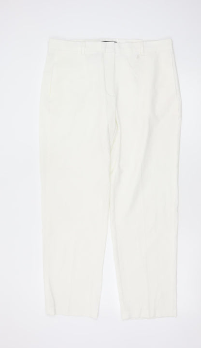 Marks and Spencer Women White Size 14 Straight Trousers