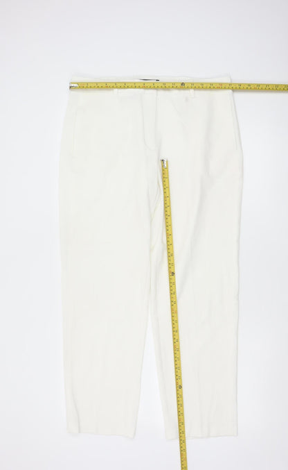 Marks and Spencer Women White Size 14 Straight Trousers