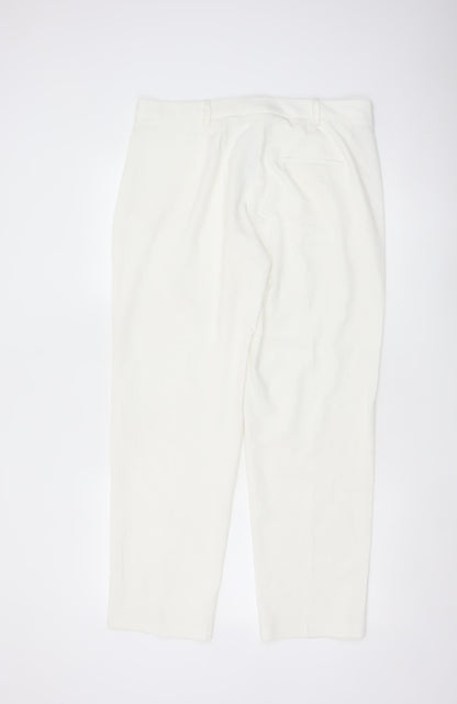 Marks and Spencer Women White Size 14 Straight Trousers
