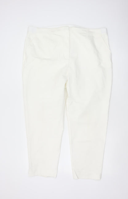 Marks and Spencer Women Ivory Size 22 Elastic Waist Tapered Trousers