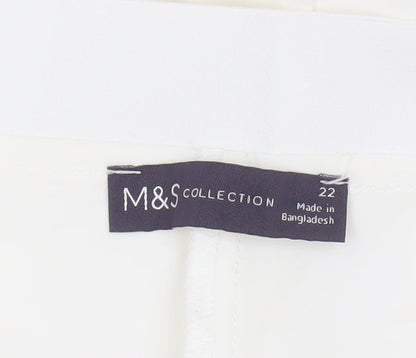 Marks and Spencer Women Ivory Size 22 Elastic Waist Tapered Trousers