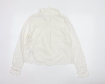 Marks and Spencer Womens White Embroidered Cotton Button-Up Blouse Size 6
