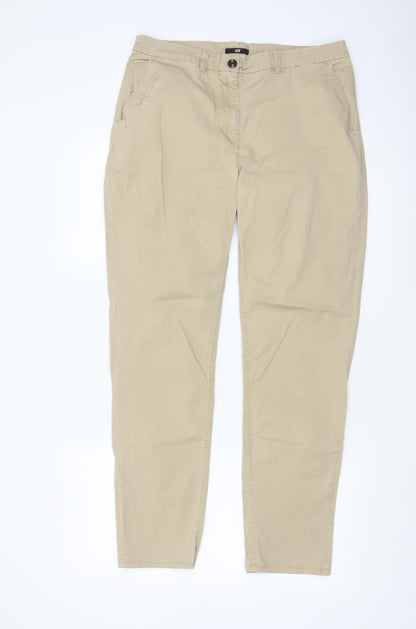 H&M Men Beige Chino Trousers Size M Regular Fit Cotton Blend