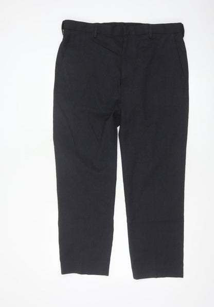 Marks and Spencer Men’s Black Regular Fit Dress Pants 36S Formal Trousers