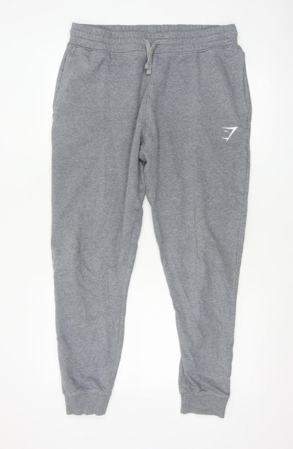 Gymshark Mens Grey Joggers L Regular Fit Cotton Blend Tapered Trousers