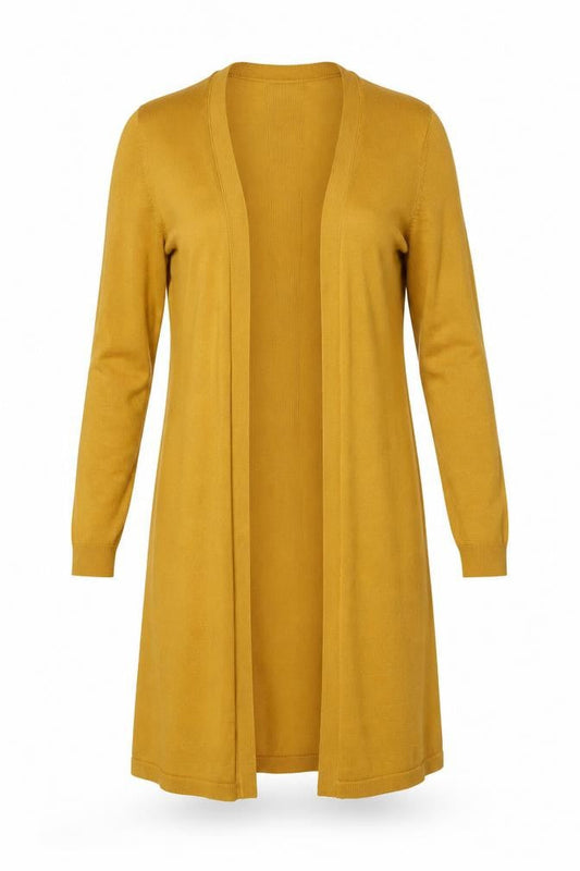 Tahari Women's Yellow Longline Open Cardigan XS Viscose Knit