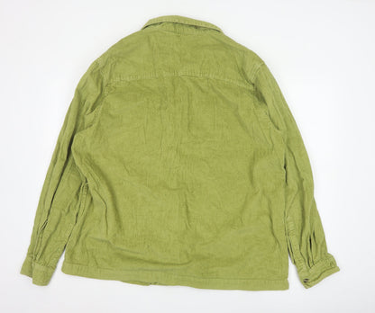 ASOS Design Men's Green Corduroy Button-Up Shirt 2XL Regular Fit Cotton