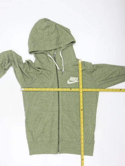 Nike Women's Green Full Zip Hoodie Size M Cotton Blend