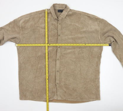 ASOS Design Men's Beige Corduroy Button-Up Shirt Size M