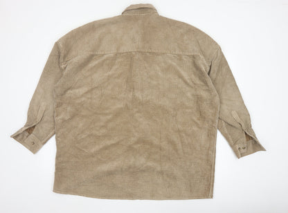 ASOS Design Men's Beige Corduroy Button-Up Shirt Size M